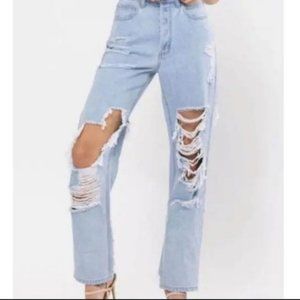 CELLO high  waist distressed button fly mom jeans